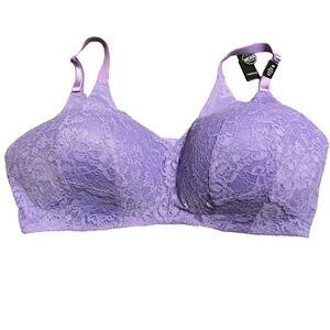 NWT 42F Bra  Torrid Dream 360 Back Smoothing Wire-Free Lightly Lined Lace Purple